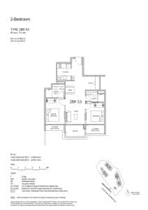 Lentor Gardens Residences 2 Bedroom + Study Type 2BR S3