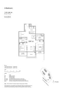 Lentor Gardens Residences 2 Bedroom + Study Type 2BR S4